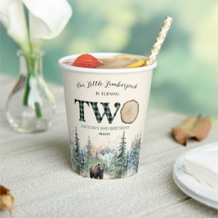 Our Little Lumberjack Bear 2nd Birthday Party Paper Cups