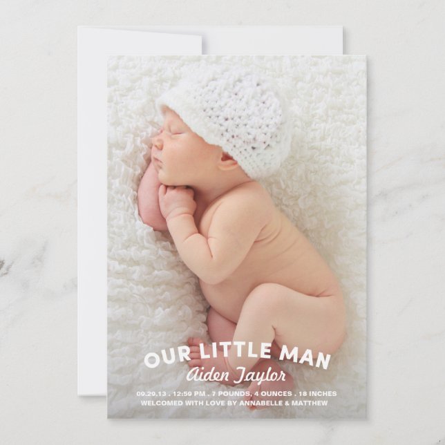 Our Little Man Birth Announcement (Front)