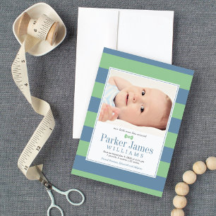 Our Little Man Green Slate Handsome Baby Boy Birth Announcement