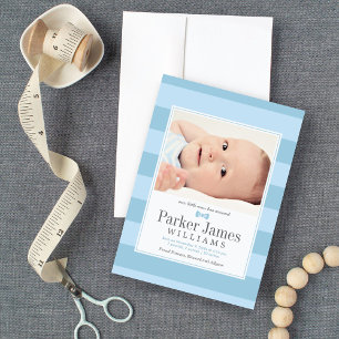 Our Little Man Light Blue Handsome Baby Boy Birth Announcement