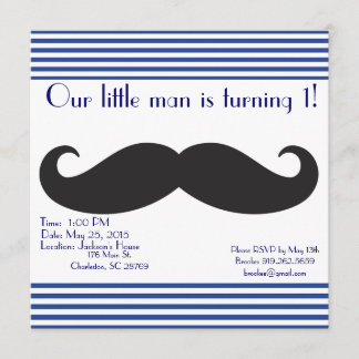 Our Little Man Moustache Birthday Invitations
