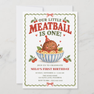 Our Little Meatball Is One Italian First Birthday Invitation