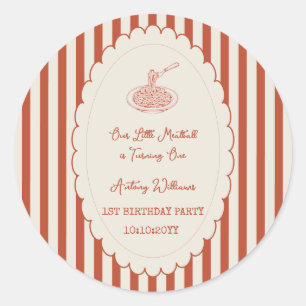 Our little meatball is turning one 1st Birthday Classic Round Sticker