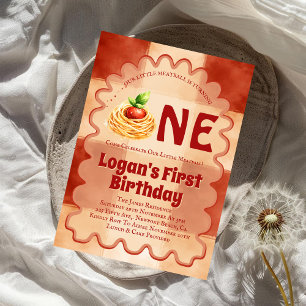 Our Little Meatball Is Turning One 1st Birthday  Invitation