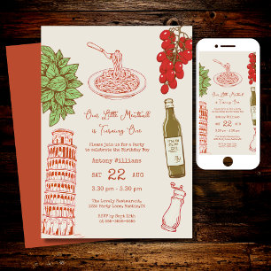 Our little meatball is turning one 1st Birthday  Invitation