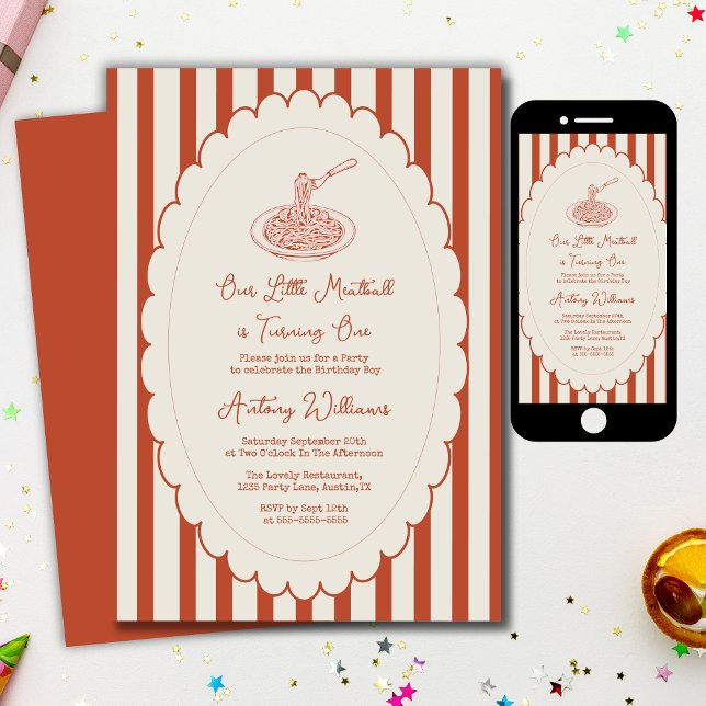 Our little meatball is turning one 1st Birthday  Invitation (Creator Uploaded)