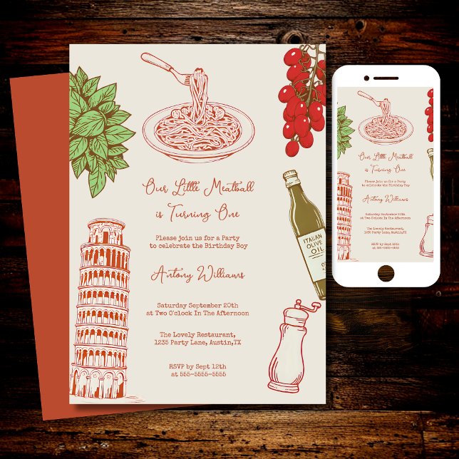 Our little meatball is turning one 1st Birthday  Invitation (Creator Uploaded)