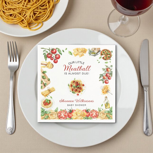 Our Little Meatball Italian Food Baby Shower  Napkin (Creator Uploaded)