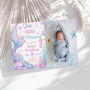 Our Little Mermaid 4th Birthday Mermaid Party Invitation