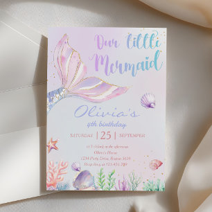 Our Little Mermaid 4th Birthday Mermaid Party Invitation