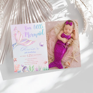 Our Little Mermaid 4th Birthday Mermaid Party Invitation