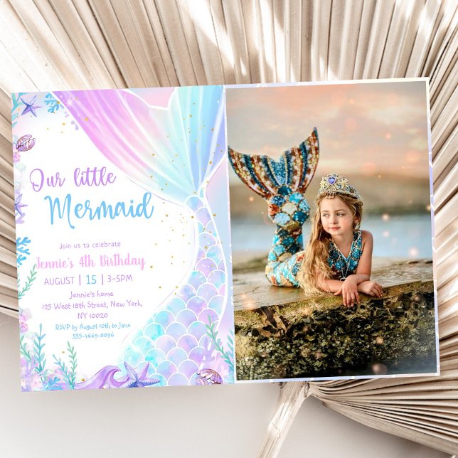 Our Little Mermaid 4th Birthday Mermaid Party  Invitation (Creator Uploaded)