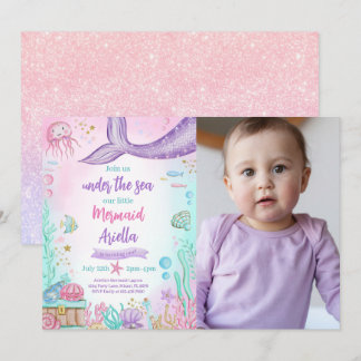 Our Little Mermaid Birthday Photo Invitation