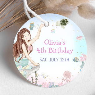Our Little Mermaid Girl 4th Birthday Party  Favour Tags