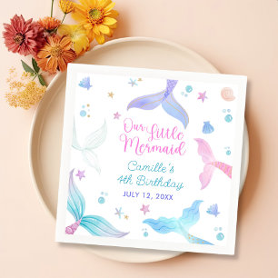 Our Little Mermaid Girl 4th Birthday Party  Napkin