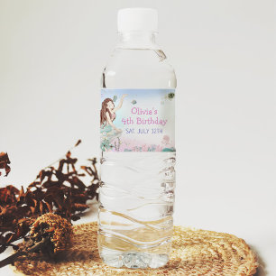 Our Little Mermaid Girl 4th Birthday Party  Water Bottle Label