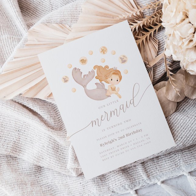 Our Little Mermaid Sea Girls Boho Birthday Party Invitation (Creator Uploaded)