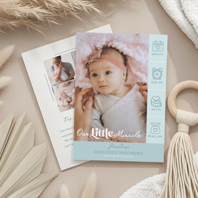 Our Little Miracle Baby Birth Stats Newborn Photos Announcement (Our Little Miracle Baby Birth Stats Newborn Photos Announcement)