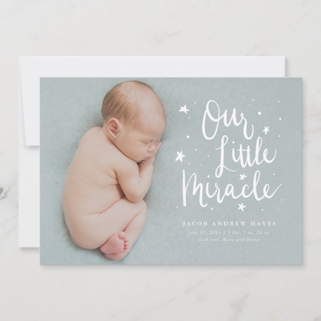 Our Little Miracle Birth Announcement (Front)