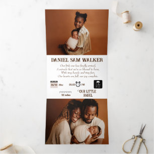"Our Little Miracle" customisable birth  Tri-Fold Announcement