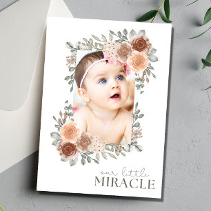 Our Little Miracle Photo Baby Girl Birth Invitation