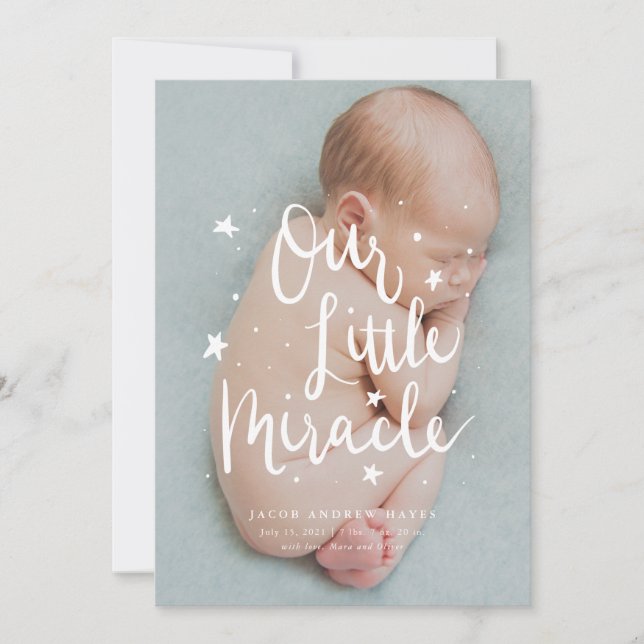 Our Little Miracle Stars Birth Announcement (Front)