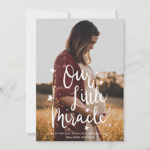 Our Little Miracle Typography Photo Pregnancy Announcement