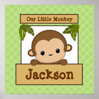 Our Little Monkey Art Print Personalised Name