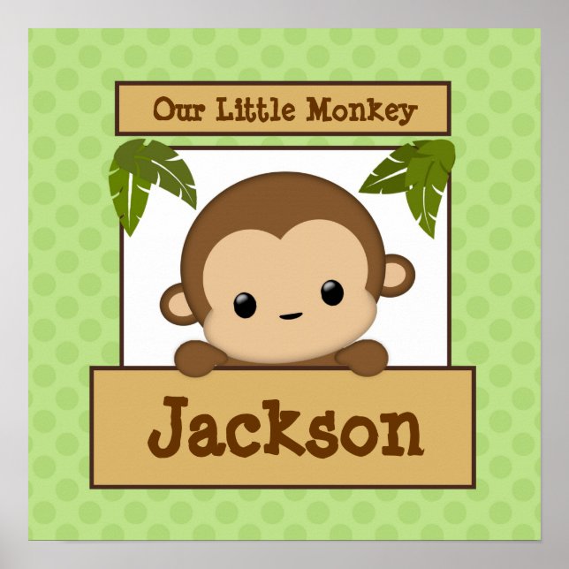 Our Little Monkey Art Print Personalised Name (Front)