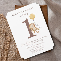 Our Little Monkey baby boy 1st Birthday invitation