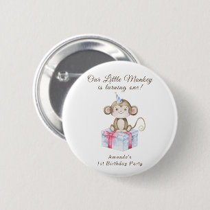 Our Little Monkey First Birthday  6 Cm Round Badge