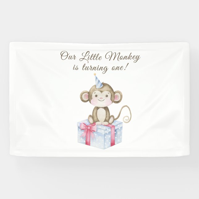 Our Little Monkey First Birthday  Banner (Horizontal)