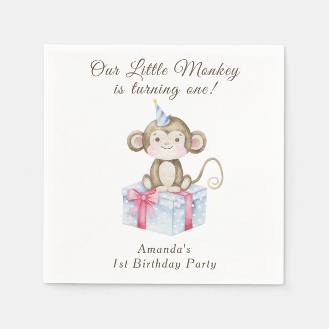 Our Little Monkey First Birthday  Napkin (Front)