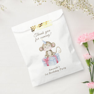 Our Little Monkey First Birthday Thank you  Favour Bags