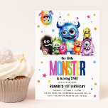 Our Little Monster 1st Birthday Party Invitation<br><div class="desc">Fun and colourful 1st Birthday Party Invitation. Our Little Monster is turning ONE! Design features a group of funny cute colourful watercolor monsters,  star confetti,  bold rainbow text and a modern birthday party template that is easy to customise.</div>