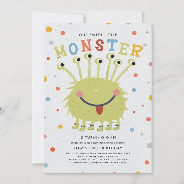 Our Little Monster Birthday Invitation (Front)