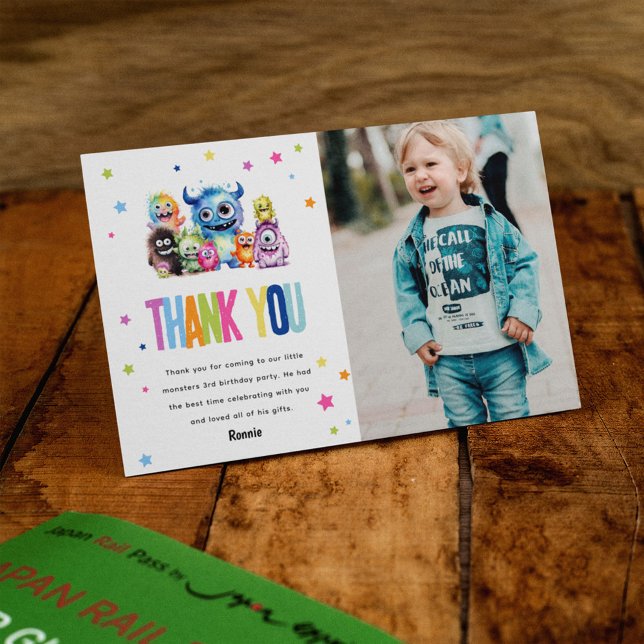 Our Little Monster Birthday  Thank You Card (Creator Uploaded)