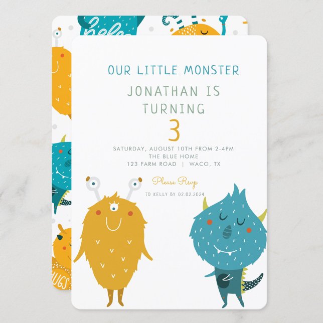 Our little Monster Colourful Birthday  Invitation (Creator Uploaded)