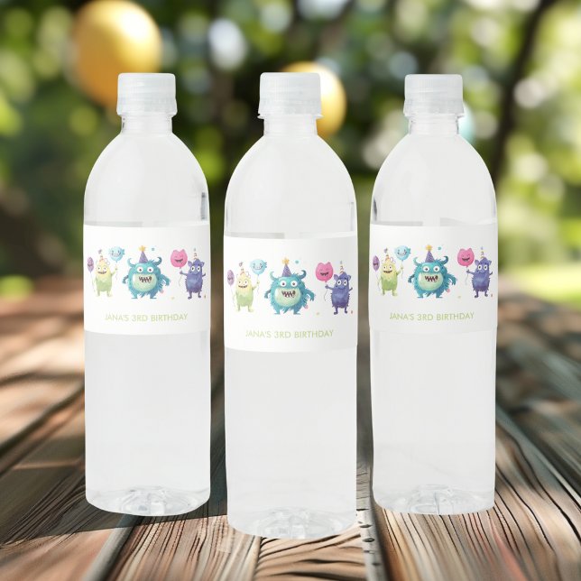 Our Little Monster | Colourful Three Monsters Water Bottle Label (Creator Uploaded)