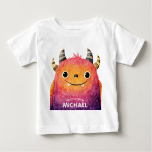 Our Little Monster Cute Watercolor Art Name  Baby T-Shirt