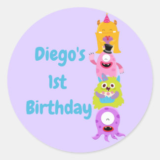 Our Little Monster is Turning One Classic Round S Sticker