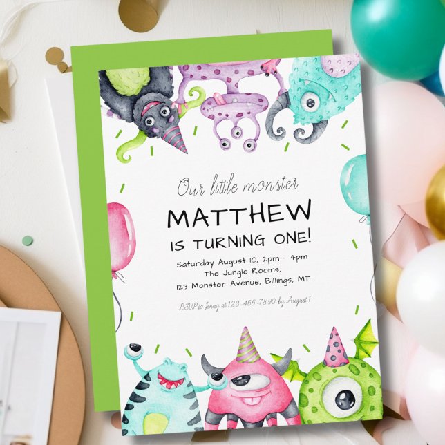 Our Little Monster Kid's 1st Birthday Party Invitation (Creator Uploaded)