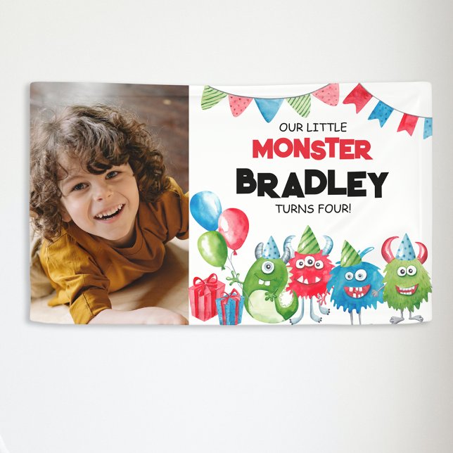 Our Little Monster | Photo Birthday Party Banner (Creator Uploaded)