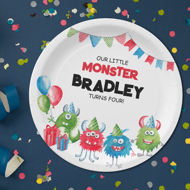 Our Little Monster | Photo Birthday Party Paper Plate (Creator Uploaded)