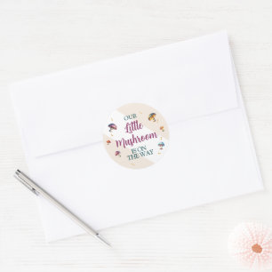 Our Little Mushroom Baby Shower Classic Round Sticker