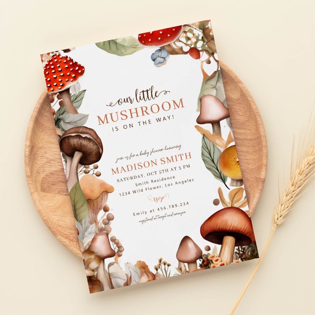 Our Little Mushroom Boho Fall Baby Shower Invitation (Creator Uploaded)