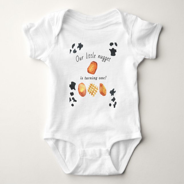 Our Little Nugget is turning one Kids Birthday Baby Bodysuit (Front)