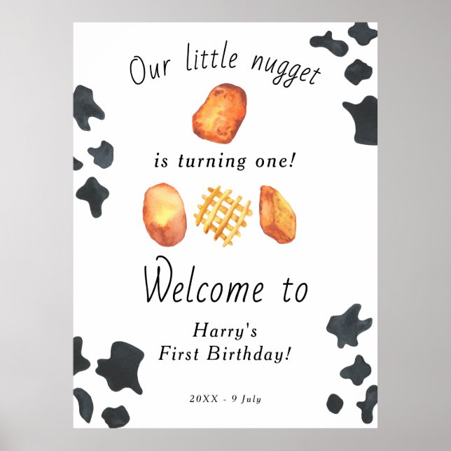 Our Little Nugget Is Turning One Kids Birthday  Poster (Front)