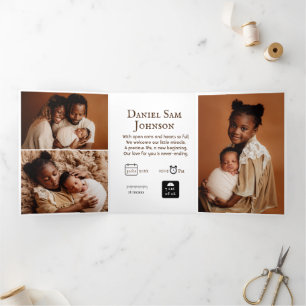 "Our Little one" customisable birth Tri-Fold card