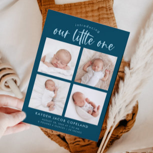 Our Little One Teal Multi Photo Birth Announcement